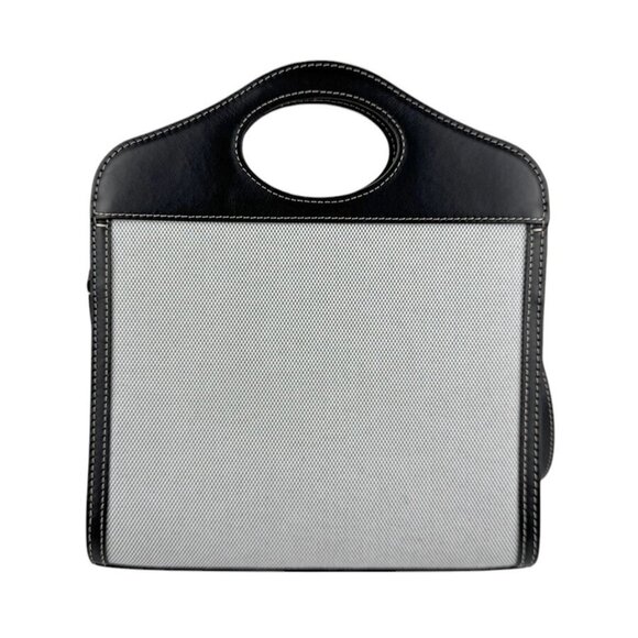 Auth BURBERRY Handbag Shoulder Bag Blue/Black Canvas/Leather/Silvertone - z4342 - Picture 3 of 12